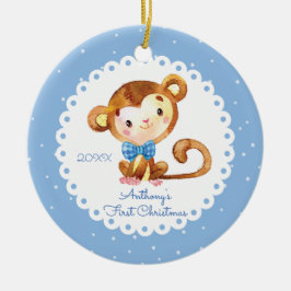 かわいいサル男の子の赤ちゃんの最初のクリスマスオーナメント セラミックオーナメント