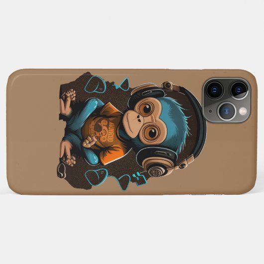 かわいいサル聞の音楽、音楽に浸されたサル Case-Mate iPhoneケース (裏面(横))
