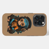 かわいいサル聞の音楽、音楽に浸されたサル iPhoneケース (裏面横)