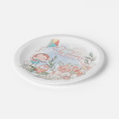 かわいいサル花模様ガールベビーシャワーピクニック ペーパープレート (アングル)