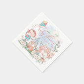 かわいいサル花模様自然ベビーシャワーピクニック スタンダードカクテルナプキン (角)