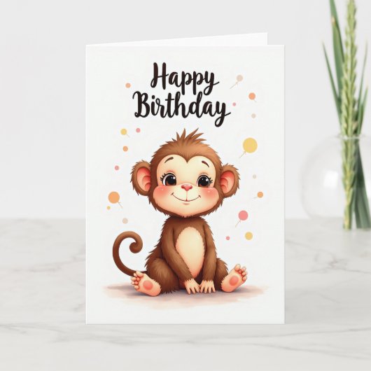 かわいいサル誕生日カード カード (正面)
