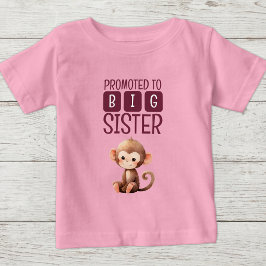 かわいいサル お姉ちゃん ピンク ベビーTシャツ