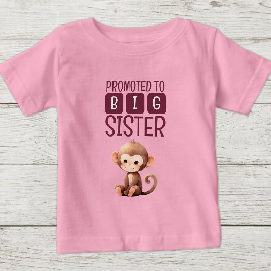 かわいいサル お姉ちゃん ピンク ベビーTシャツ