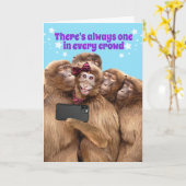 かわいいサル – すべての群衆の誕生日に1つ カード (黄色い花)