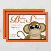 かわいいサル オレンジのベビーシャワー招待状 招待状 (正面/裏面)