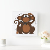 かわいいサル スクエア壁時計 (ホーム)