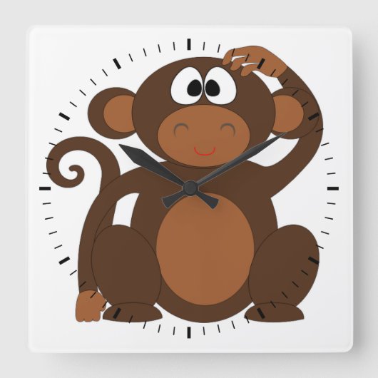 かわいいサル スクエア壁時計 (正面)