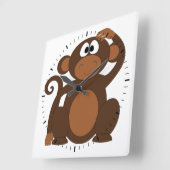 かわいいサル スクエア壁時計 (傾斜)