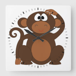かわいいサル スクエア壁時計