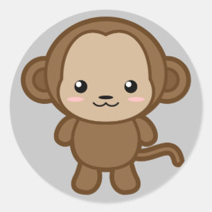 かわいいサル ラウンドシール