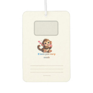 かわいいサル+ロマンティックな引用のイラスト カーエアーフレッシュナー