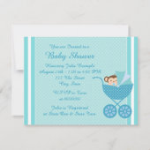 かわいいサル 赤ちゃんのシャワーパーティー 招待状 (裏面)