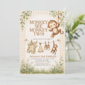 かわいいサル Monkey See Monkey Two ニュートラル モンキー 2歳  招待状 (スタンド正面)