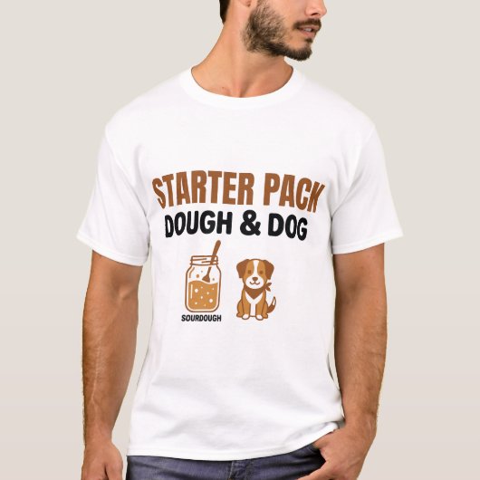 かわいいサワードウスターターパックのパン種と犬 Tシャツ (正面)