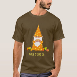 かわいいサンクスギビングのノームと落ち葉のTシャツ Tシャツ