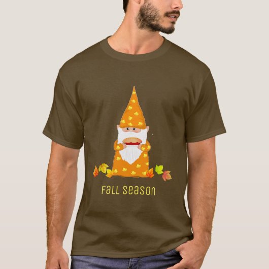 かわいいサンクスギビングのノームと落ち葉のTシャツ Tシャツ (正面)