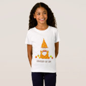 かわいいサンクスギビングのノームと落ち葉のTシャツ Tシャツ (正面フル)