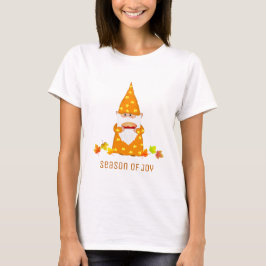 かわいいサンクスギビングのノームと落ち葉のTシャツ Tシャツ