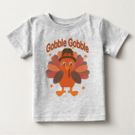 かわいいサンクスギビングの七面鳥のキャラクター - "ゴブルゴブル" ベビーTシャツ