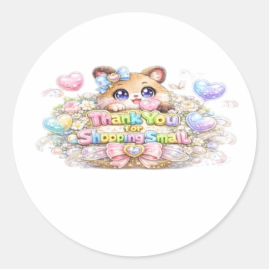 かわいいサンクスギビング ショッピング スモール キャット シール (正面)