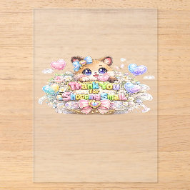 かわいいサンクスギフティング ステッカー 子猫 アクリル招待状