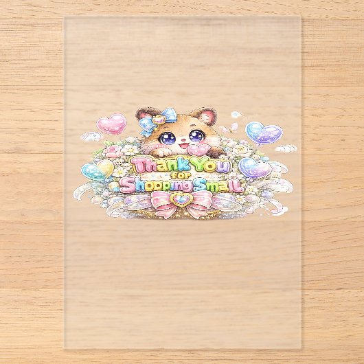 かわいいサンクスギフティング ステッカー 子猫 アクリル招待状 (正面)