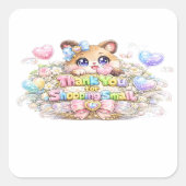 かわいいサンクスフォーショッピング スモールキャット シール (正面)