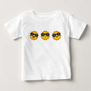 かわいいサングラスハッピーエモジ顔 ベビーTシャツ