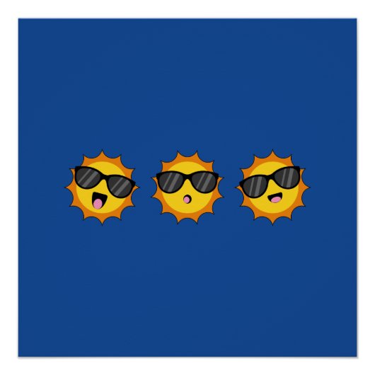 かわいいサングラスハッピーエモジ顔 ポスター (正面)