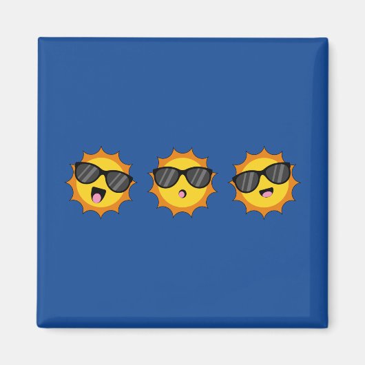 かわいいサングラスハッピーエモジ顔 マグネット (正面)