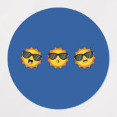 かわいいサングラスハッピーエモジ顔 ラベル (デザイン1)