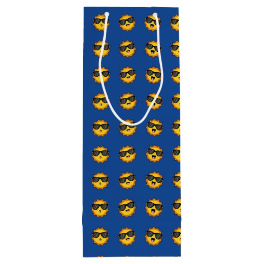 かわいいサングラスハッピーエモジ顔 ワインギフトバッグ (裏面)