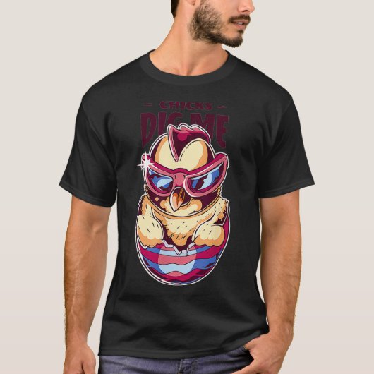 かわいいサングラス復活のひよこに私をひかれる Tシャツ (正面)