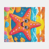 かわいいサンゴスターが水中で微笑む フリースブランケット (正面(横))