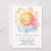 かわいいサンシャインガールベイビーシャワー 招待状 (正面)