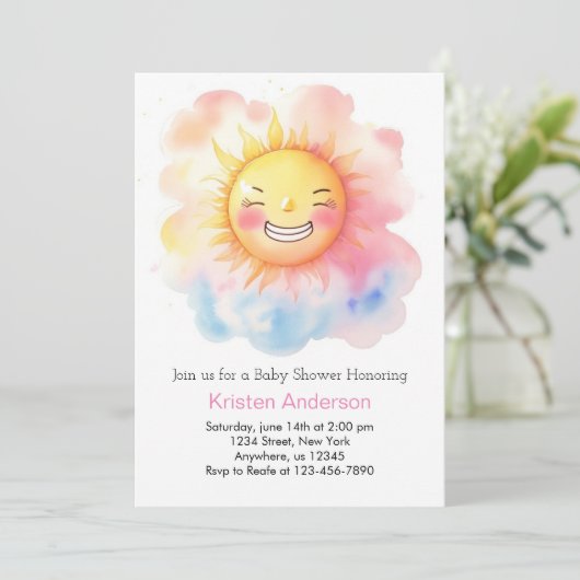 かわいいサンシャインガールベイビーシャワー 招待状 (スタンド正面)
