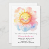 かわいいサンシャインガールベイビーシャワー 招待状 (正面/裏面)