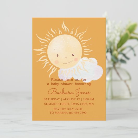 かわいいサンシャインテーマのシャワー 招待状 (スタンド正面)