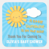 かわいいサンシャインベビーシャワーありがとうステッカー スクエアシール (正面)