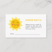 かわいいサンシャインベビーシャワーおむつラッフルカード エンクロージャーカード (正面)