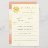 かわいいサンシャインベビーシャワーアドバイスと予測 (正面/裏面)