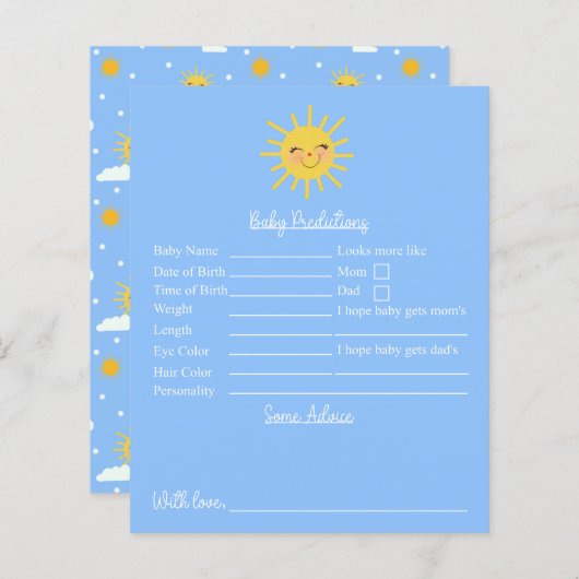 かわいいサンシャインベビーシャワー予測とアドバイス (正面/裏面)