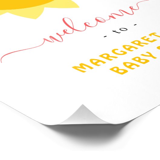 かわいいサンシャインベビーシャワー歓迎サイン フォトプリント (角)