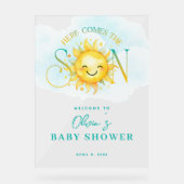 かわいいサンシャイン来ここの息子の赤ちゃんシャワー アクリルサイン (正面)