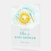 かわいいサンシャイン来ここの息子の赤ちゃんシャワー アクリルサイン (傾斜)