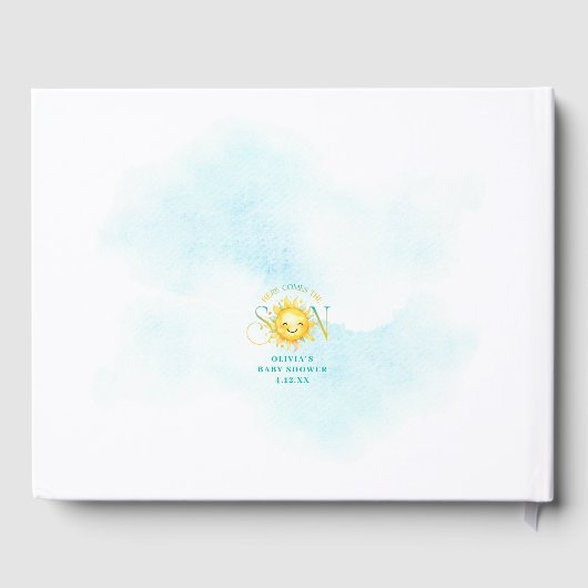 かわいいサンシャイン来ここの息子の赤ちゃんシャワー ゲストブック (裏面)