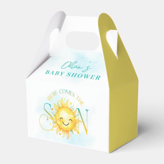 かわいいサンシャイン来ここの息子の赤ちゃんシャワー フェイバーボックス (裏面サイド)