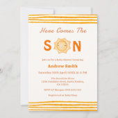 かわいいサンシャイン来ここの息子の赤ちゃんシャワー 招待状 (正面)