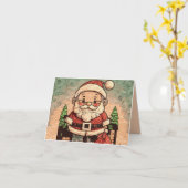 かわいいサンタおじいちゃん カード (黄色い花)
